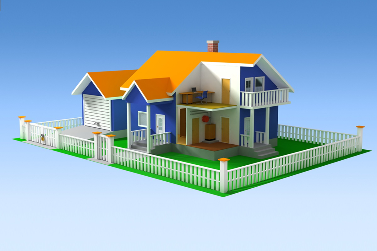 FAB - schéma zabezpečení rodinného domku (2013) - 3d grafika