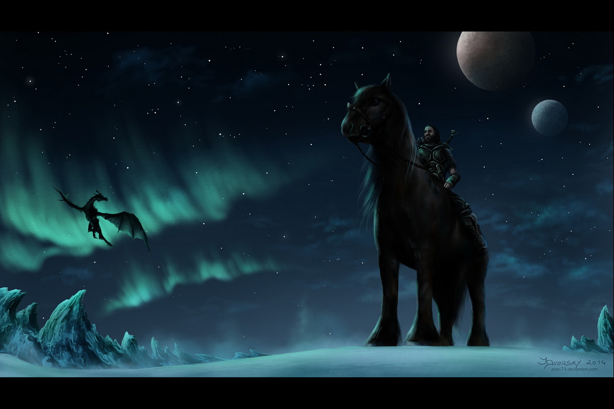 Nights in Skyrim (2014) - digitalní malba